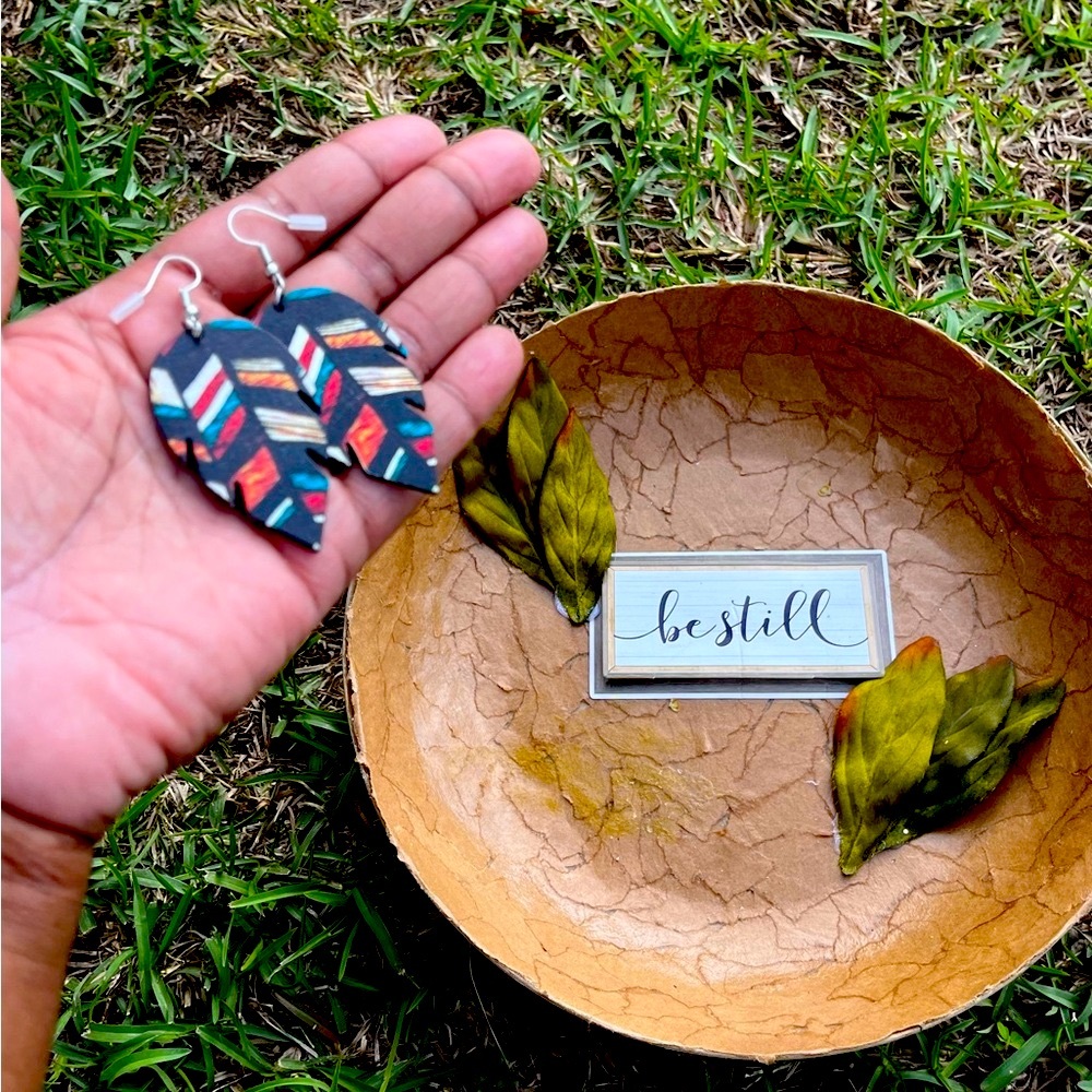 Bohemian Wooden Leaf Earrings